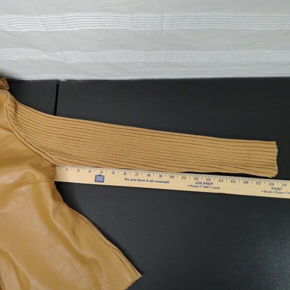 Maurice Sasson Women's Medium Dark Tan‎ Genuine Leather and Knit Sweater - Picture 14 of 14